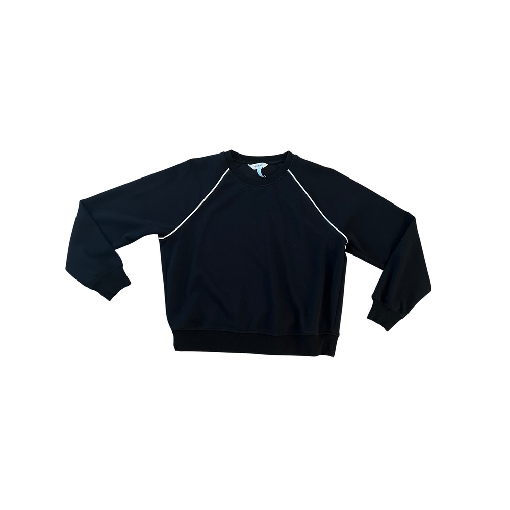 Spanx AirEssentials Crewneck Sweatshirt Black White Piping Raglan Sleeve Large